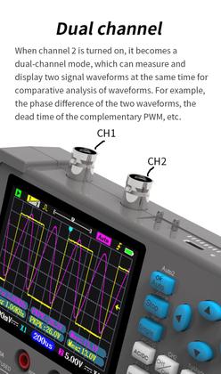 Imagem de Osciloscópio, Multímetro Gerador de Sinal 2ch 3 em 1 DSO3D12