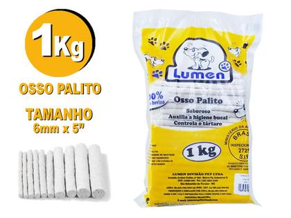 Imagem de Osso Comestível P/cães Lumen 1 Kg Osso Palito 6/5 - 10 un