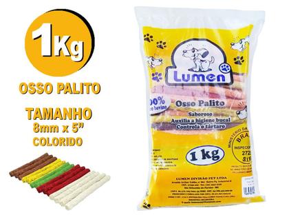 Imagem de Osso Comestível P/cães Lumen 1 Kg Osso Palito 8/5 Colorido