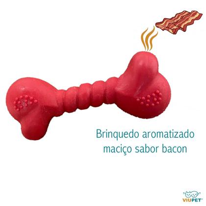 Imagem de Osso Mordedor Maciço Brinquedo Aroma Bacon Para Cães 10cm M