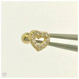 Imagem de Ouro 18k Piercing Coração Pedra Cartilagem Tragus Orelha CO86K065