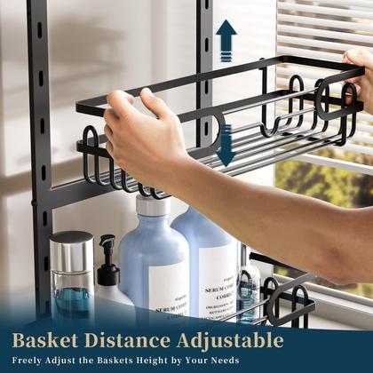 Imagem de Over The Door Shower Caddy Consumest 4 camadas de aço inoxidável preto