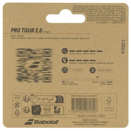 Imagem de Overgrip Babolat Pro Tour 2.0 Confort Branco com 3 Unidades