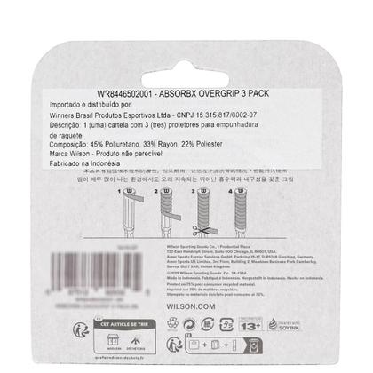 Imagem de Overgrip Wilson Absorbx Preto Com 03 Unidades