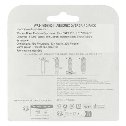 Imagem de Overgrip Wilson Absorbx Vermelho Com 03 Unidades