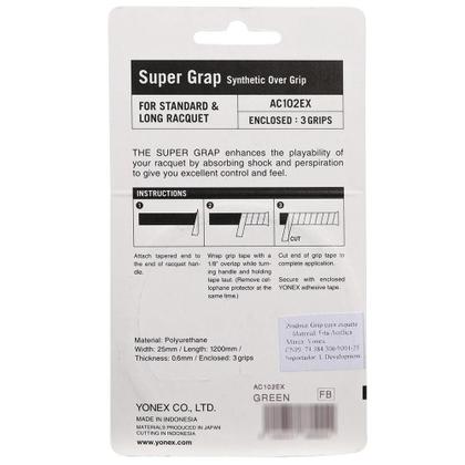 Imagem de Overgrip Yonex Super Grap com 3 Unidades Verde