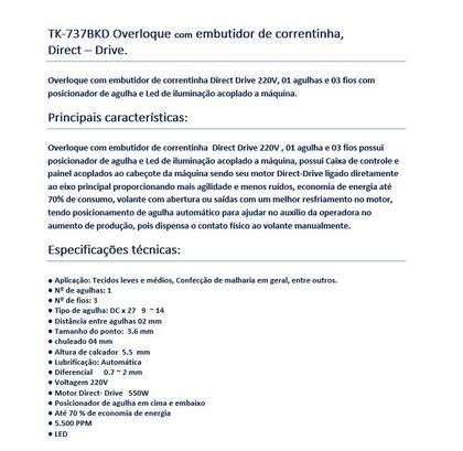 Imagem de Overlock 3 FIOS  COM ARREMATE-Direct Drive,220V-12 MGARANTIA