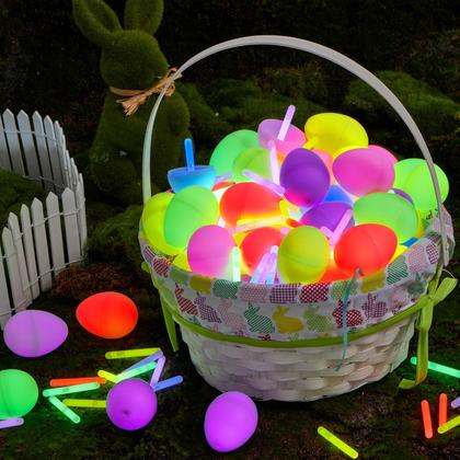 Imagem de Ovos de Páscoa JOYIN 72 unidades com 72 mini bastões luminosos para crianças