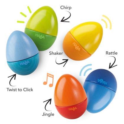 Imagem de Ovos musicais HABA 5 ovos de madeira com sons acústicos de 2 a 4 anos