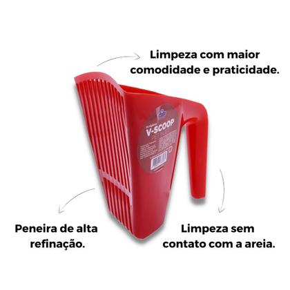 Imagem de Pá Coletora de Fezes Pet Cata Cocô Para Gatos Furba Vermelha