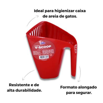 Imagem de Pá Coletora de Fezes Pet Cata Cocô Para Gatos Furba Vermelha