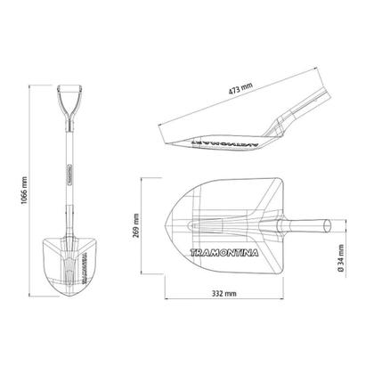 Imagem de Pá De Bico 405-30 Em Aço Com Cabo De Madeira 74 Cm Com Empunhadura Metálica Ergonômica