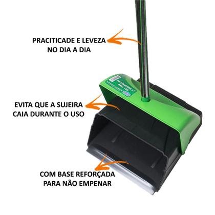Imagem de Pa De Lixo Abre Fecha Odim Coletora Plastico Cabo 90cm