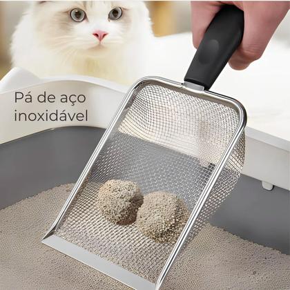 Imagem de Pa Higienica Coletora Fezes Coco Gato Cachorro Pet Kit 2 Uni Peneira Areia Limpeza Bichos Animais Estimaçao