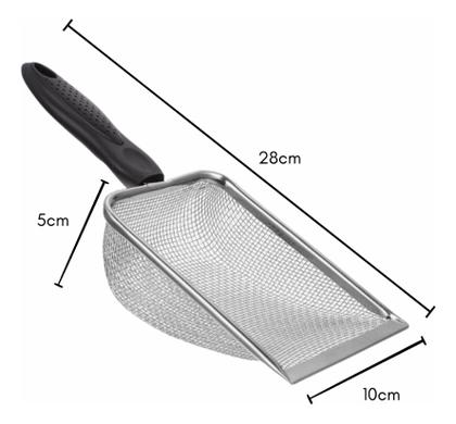 Imagem de Pá Higiênica Para Areia De Gato Aço Inox Lavável Ergonômica