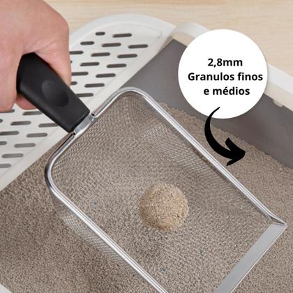 Imagem de Pá Higiênica Para Areia De Gato Aço Inox Lavável Ergonômica