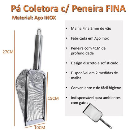 Imagem de Pá Malha Fina - Pá Higiênica de Caixa De Areia p/ Gatos e Substratos Peneira Fina Pazinha - Inox MOD101329