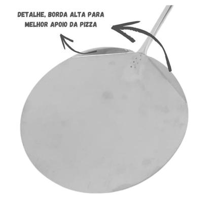 Imagem de Pá Pizza Inox 35cm Pedra Refratária 35cm Forno Churrasquei