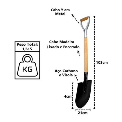 Imagem de Pá Vanga de Bico Construção em Aço Carbono Cabo Metal 103cm