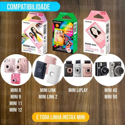 Imagem de Pack 3 Filmes Para Camera Instax Mini Macaron + Rainbow + Lemonade Kit Presente
