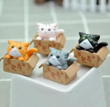 Imagem de Pack 4 miniaturas gatinhos fofos mini kitten na caixa 3 cm