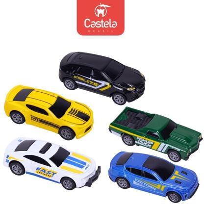 Imagem de Pack 5 Mini Carrinhos Esportivos Die-Cast Metal 1:64 Castela