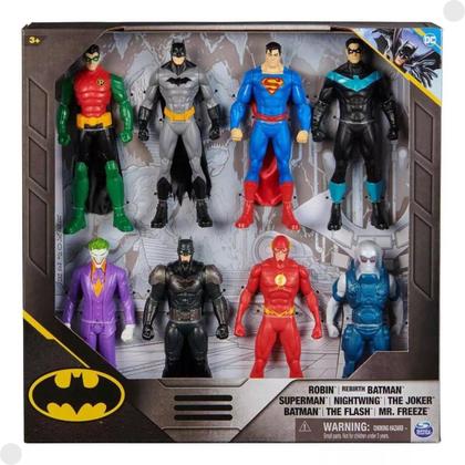 Imagem de Pack 8 Bonecos Heróis E Vilões Da Dc 15Cm Batman 04181 Sunny