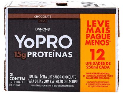 Imagem de Pack Bebida Láctea UHT com 15g de Proteínas YoPRO - Chocolate 250ml 12 Unidades