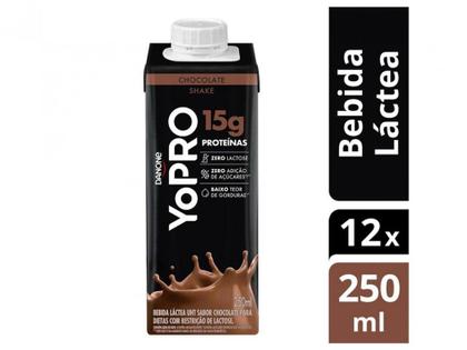 Imagem de Pack Bebida Láctea UHT com 15g de Proteínas YoPRO - Chocolate 250ml 12 Unidades