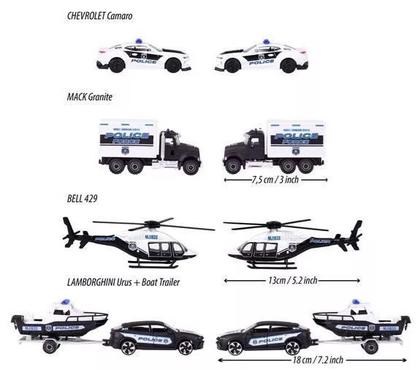 Imagem de Pack Com 5 Miniaturas Majorette Police Force 4 1:60 1:64