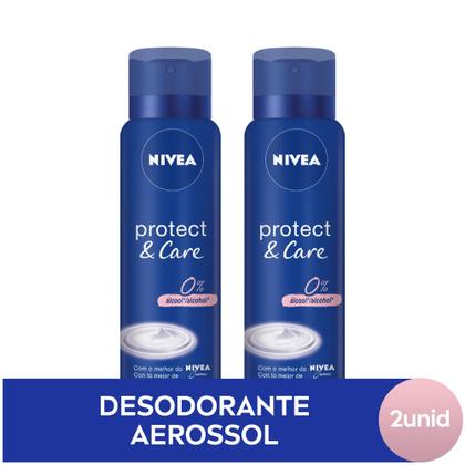Imagem de Pack Desodorante Antitranspirante Aerossol 48h Nivea Protect & Care 2 Unidades 150ml