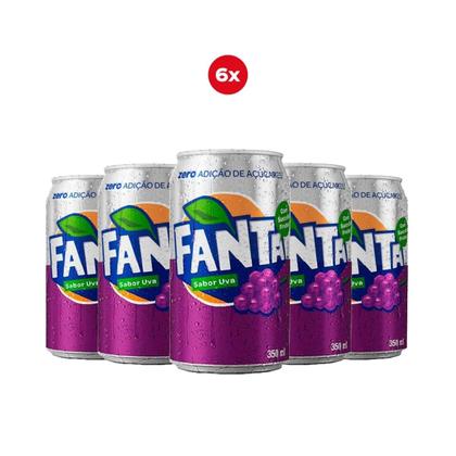 Imagem de Pack Refrigerante ZERO Lata 350ml kit C/ 6 und Fanta Uva, Fanta Laranja, Fanta Guarana, Sprite