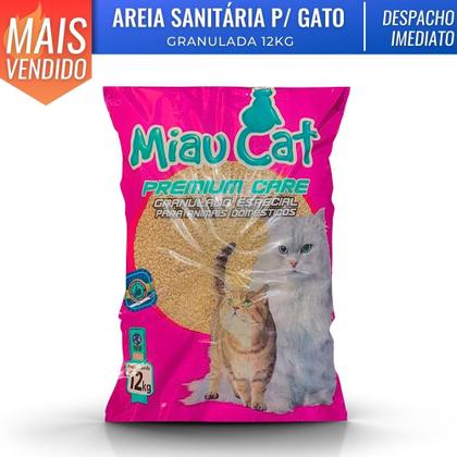 Imagem de Pacote 12kg Areia Higiênica Granulada Sanitária Antiodor Miaucat Para Gatos