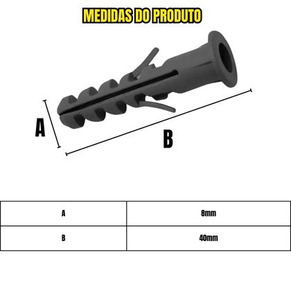 Imagem de Pacote 250 Buchas 8mm C Aba Para Parede Bucha N 8 Com Anel