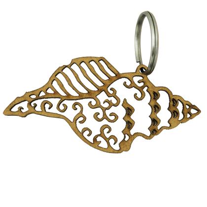 Imagem de Pacote 50 Chaveiro Concha nº 4 C/ Argola 1133 6,5x3,2cm Mdf Cru