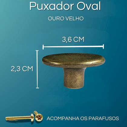 Imagem de Pacote 6 puxadores Ponto Ouro Velho metal p/ portas e gaveta