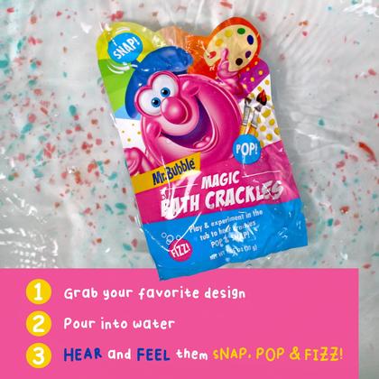 Imagem de Pacote Bath Crackles Mr. Bubble Magic de 30 ml para crianças, pacote com 12