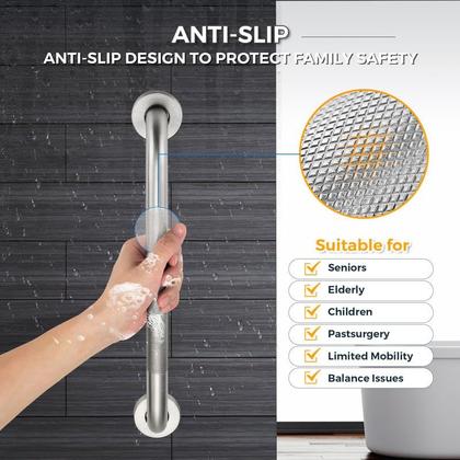 Imagem de Pacote com 2 barras de apoio Ravinte Hardware, 45 cm, aço inoxidável antiderrapante