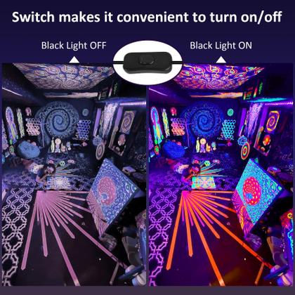 Imagem de Pacote com 2 barras de luz preta LED T-SUN 40W, plugue e interruptor