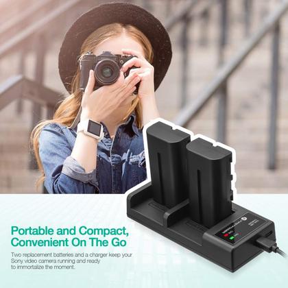 Imagem de Pacote com 2 baterias FirstPower NP-F550 com carregador USB para Sony