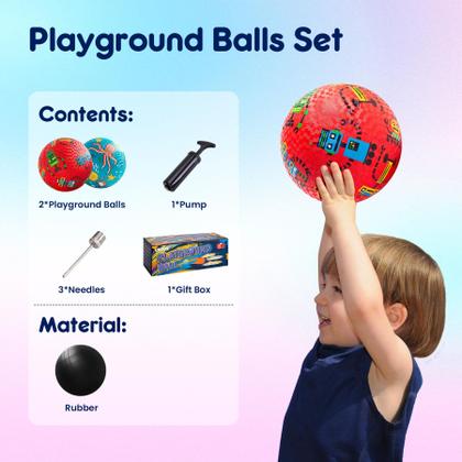 Imagem de Pacote com 2 bolas de borracha Playground Balls U&C Planet de 22 cm com bomba