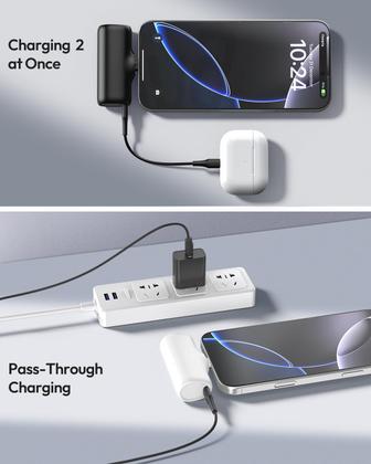 Imagem de Pacote com 2 Carregador portátil com carregamento rápido ADDTOP 5000mAh 15W