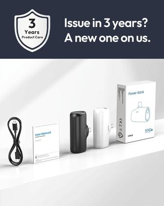 Imagem de Pacote com 2 Carregador portátil com carregamento rápido ADDTOP 5000mAh 15W