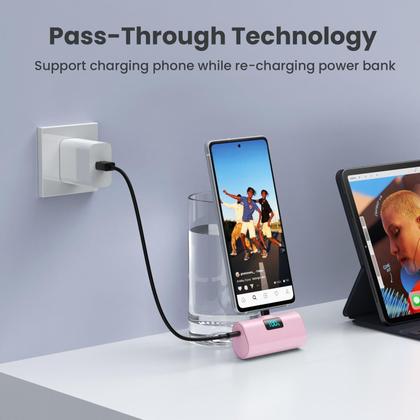 Imagem de Pacote com 2 Carregador portátil HETP 5200mAh com conector USB-C