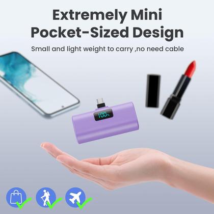 Imagem de Pacote com 2 Carregador portátil HETP 5200mAh com conector USB-C