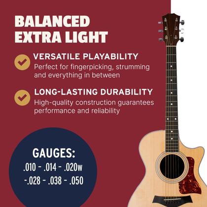Imagem de Pacote com 2 cordas de guitarra acústica Stringjoy Balanced Extra Light