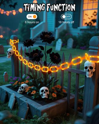 Imagem de Pacote com 2 LED String Lights Brightown Halloween de 10 pés e 88