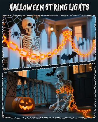 Imagem de Pacote com 2 LED String Lights Brightown Halloween de 10 pés e 88
