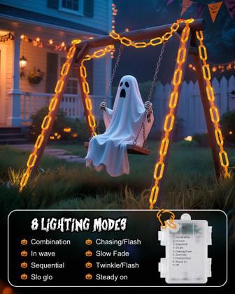 Imagem de Pacote com 2 LED String Lights Brightown Halloween de 10 pés e 88
