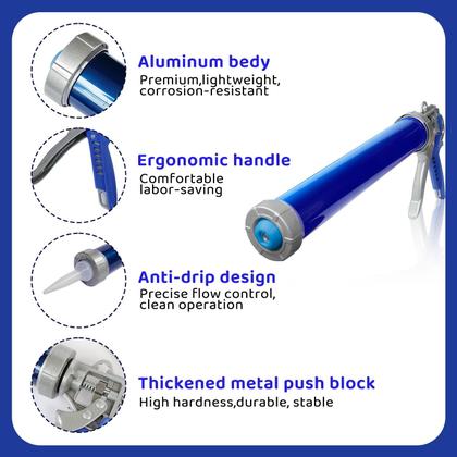 Imagem de Pacote com 2 pistolas de calafetagem, tubo de salsicha de 600 ml com 4 bicos